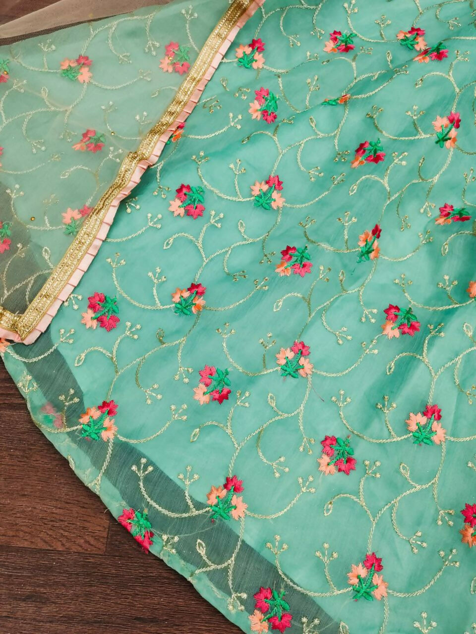 Jyoti Fashion Beautiful Sky Blue Organza Silk Embroidered Kids Lehenga Choli Set - Distacart