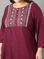 Thumbnail for Sztori Plus Size Floral Yoke Design Mirror Work Straight Kurta
