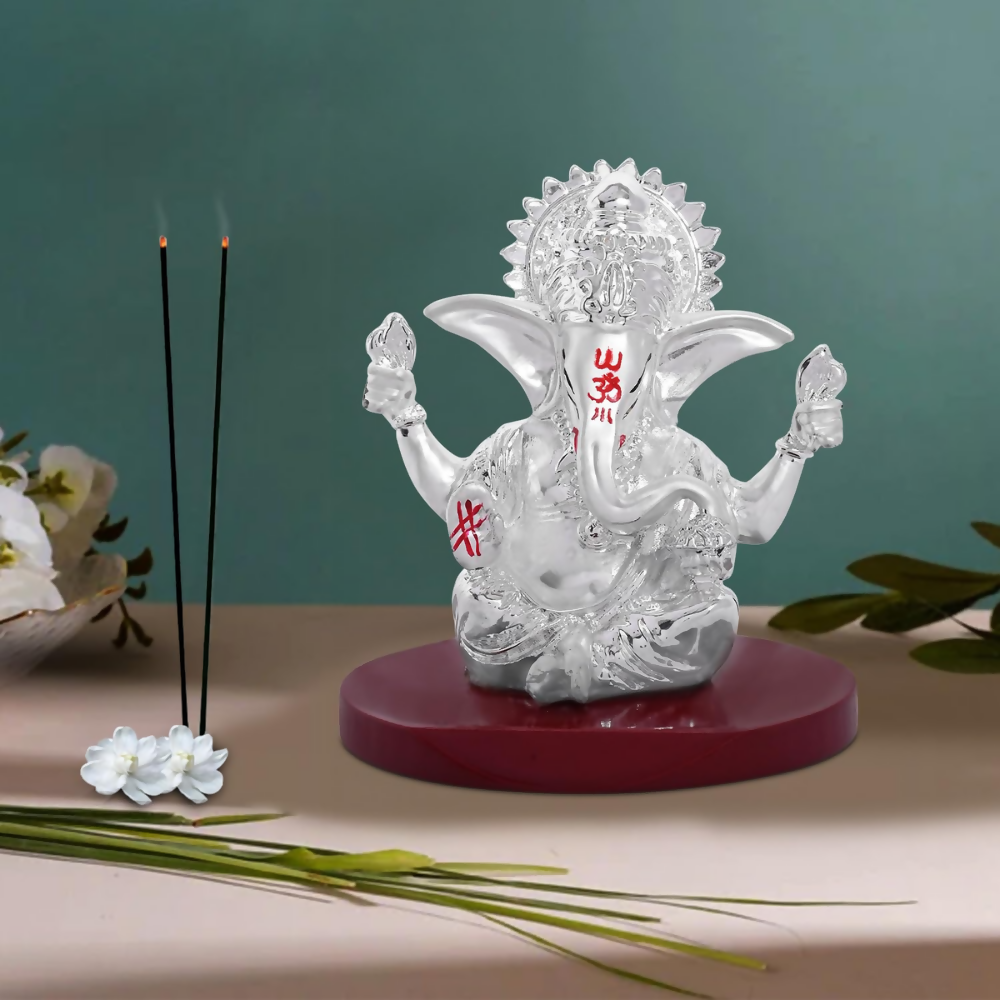 DIVINITI 999 Silver Plated 4 Hand Ganesha Idol - Dista