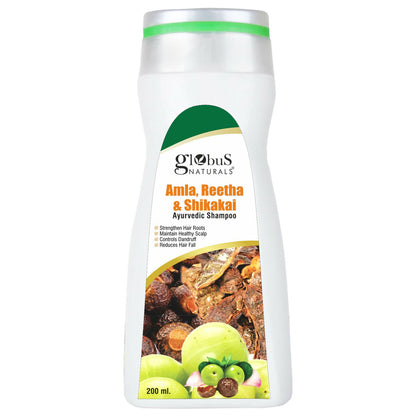 Globus Naturals Amla Reetha Shikakai Shampoo - Distacart