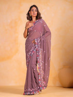 Thumbnail for Anouk Floral Embroidered Pure Georgette Saree
