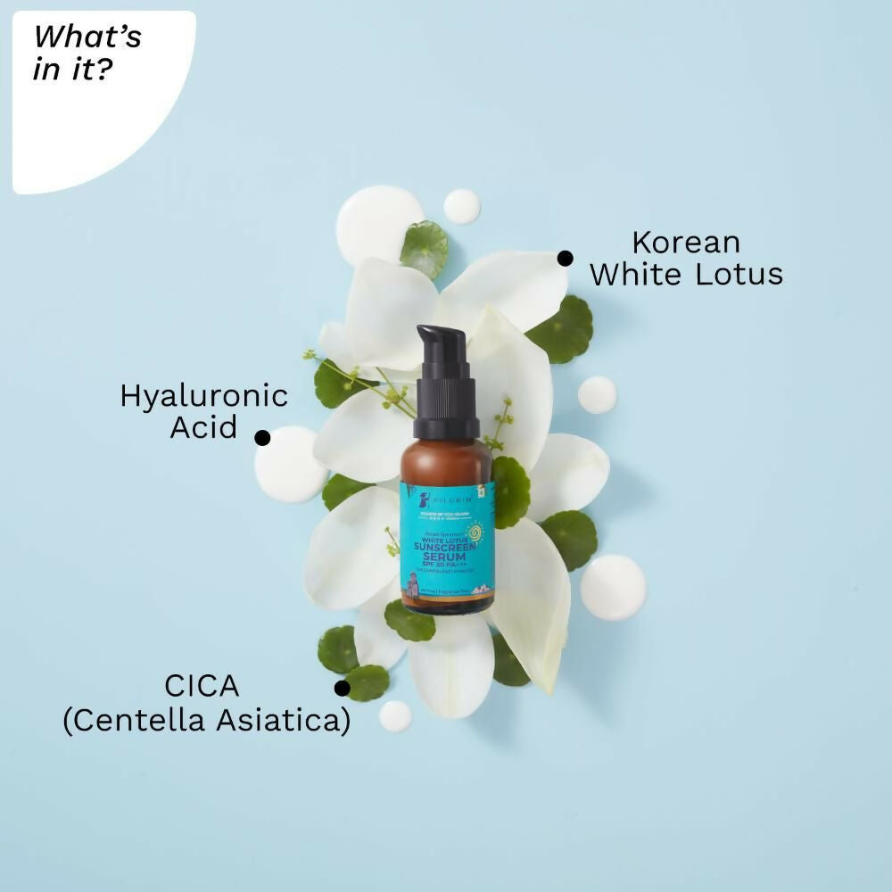 Pilgrim White Lotus Sunscreen Serum SPF 30 PA+++ - Distacart