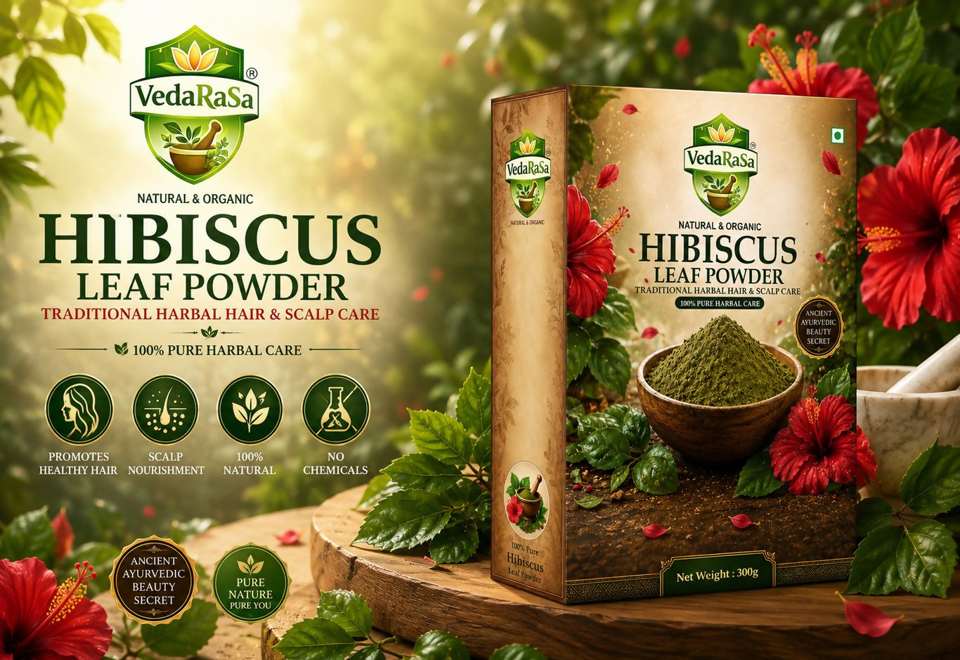 VedaRasa Dried Hibiscus Leaf Powder - Dista