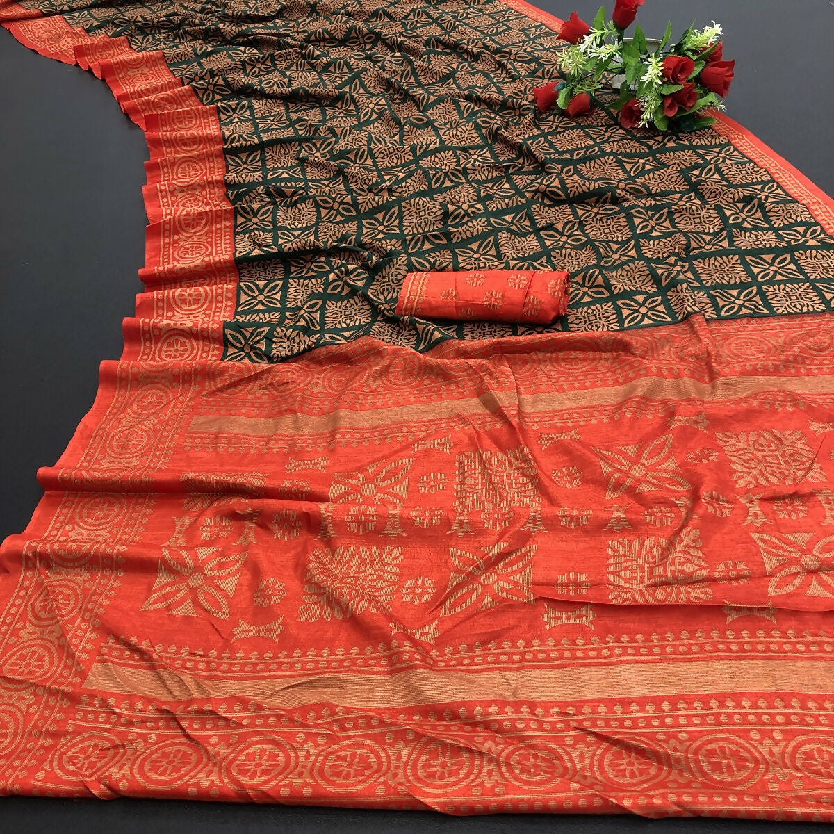 Vamika Red Printed Art Silk Saree - Distacart
