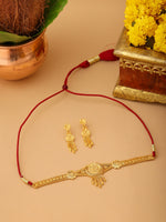 Thumbnail for Ruby Raang Golden Choker with Earrings
