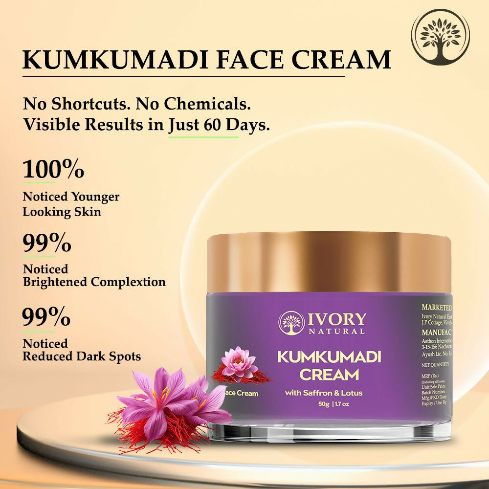 Ivory Natural Kumkumadi Night Cream For Skin For Skin Tone & Texture, Reduce Blemishes & Dark Spots - Distacart