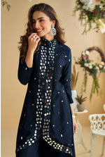 Thumbnail for Anaita Black Silk Stylish Readymade Suit with Real Mirror Work - Distacart