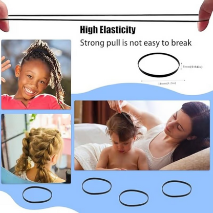 Bronson Professional Rubber Band Soft & Smooth Basic Everyday Wear Thin Elastics Stretchy Hair Tie - Dista