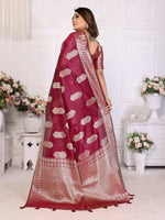 Thumbnail for Aastha Fashion Wine Soft Organza Silk Weaving Saree - Distacart