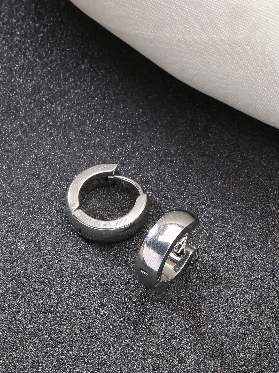 NVR Men's Silver-Plated Stainless Steel Hoop Earrings - Distacart