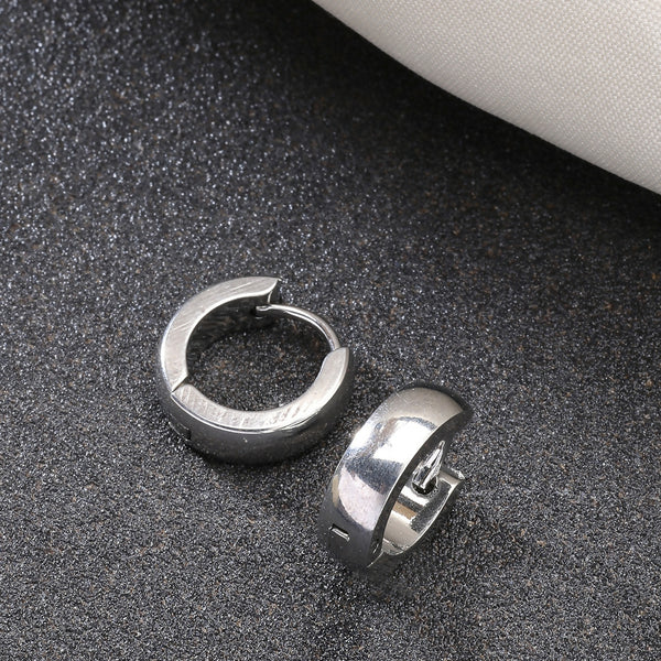 NVR Men's Silver-Plated Stainless Steel Hoop Earrings - Distacart