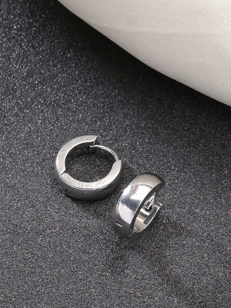 NVR Men's Silver-Plated Stainless Steel Hoop Earrings - Distacart