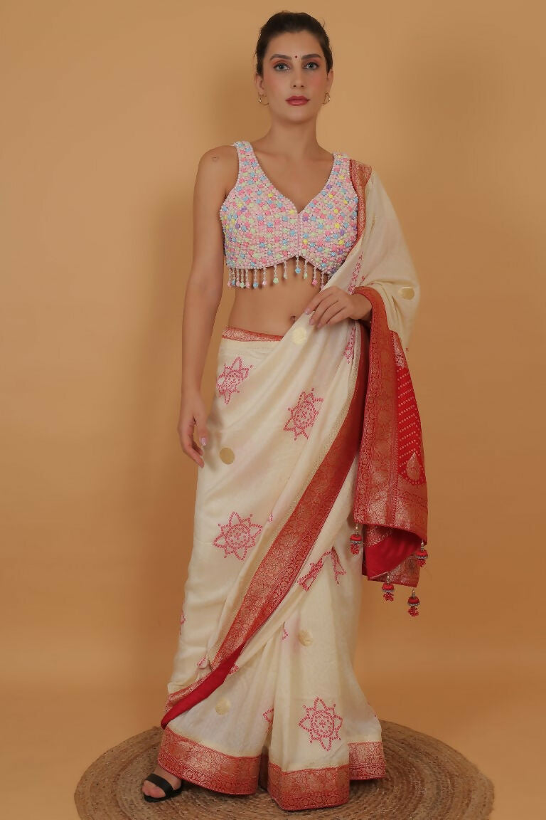 Joban Fashion Silk Beads Handwork Padded Blouse - Multicolour