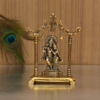 Thumbnail for Collectible India Metal Gold Plated Radha Krishna Idol - Distacart