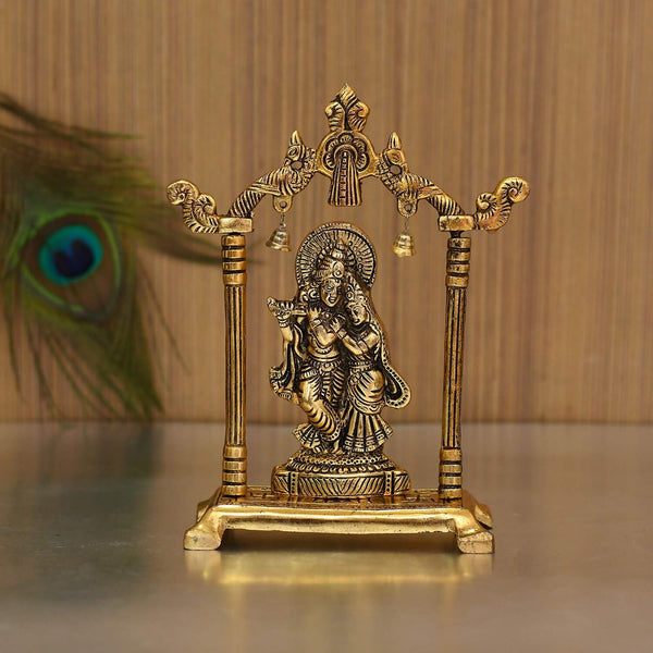Collectible India Metal Gold Plated Radha Krishna Idol - Distacart