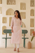 Thumbnail for Juniper Blush Whisper Embroidered Kurta - Distacart
