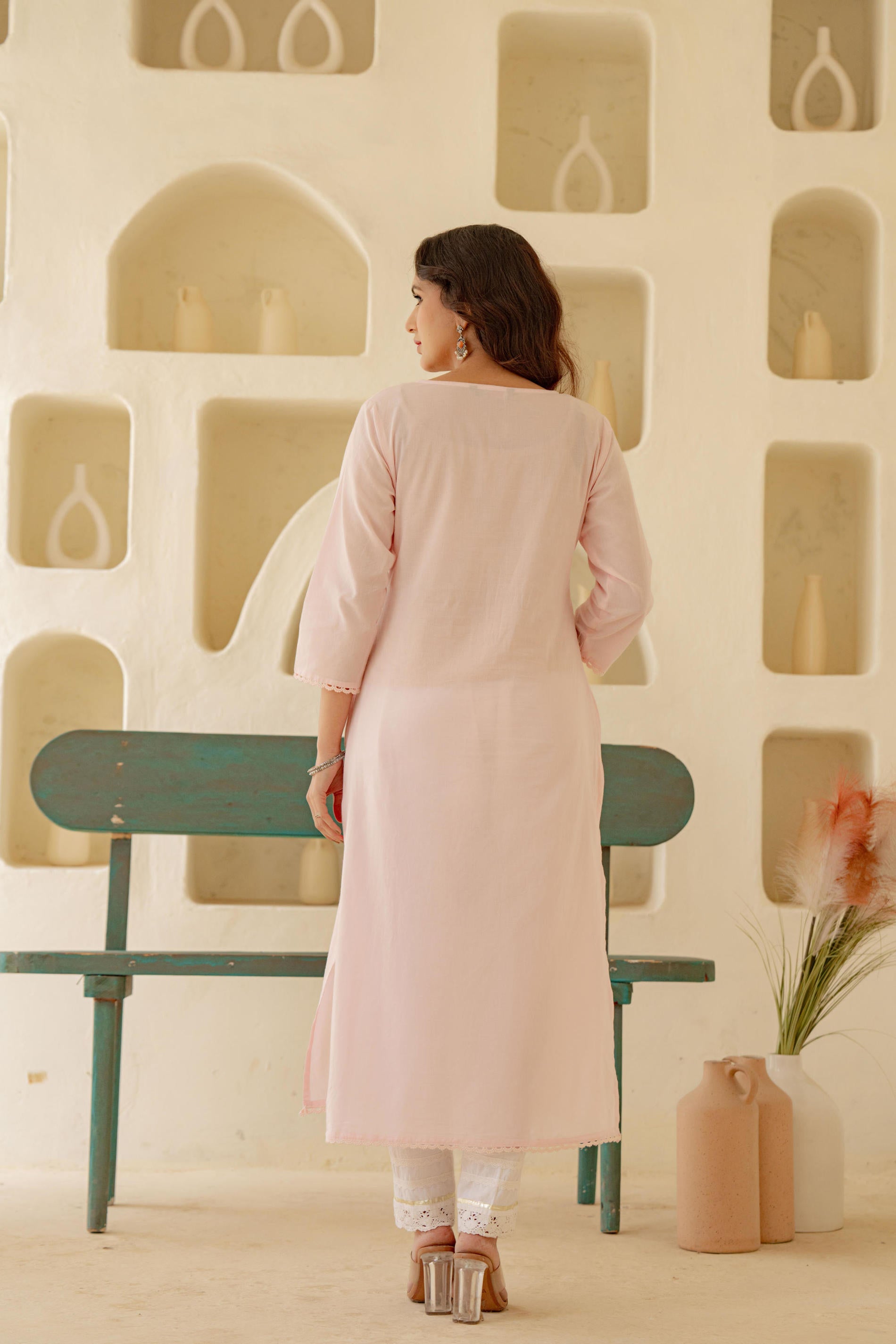 Juniper Blush Whisper Embroidered Kurta - Distacart