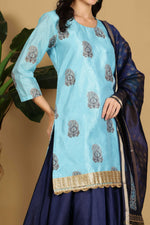 Thumbnail for Joban Fashion Turquoise Silk Lehenga Set