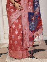Thumbnail for Astita Linen Cotton Rust Saree