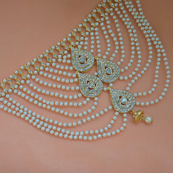 Jewel City Pearl Layered Versatile Blouse Broach