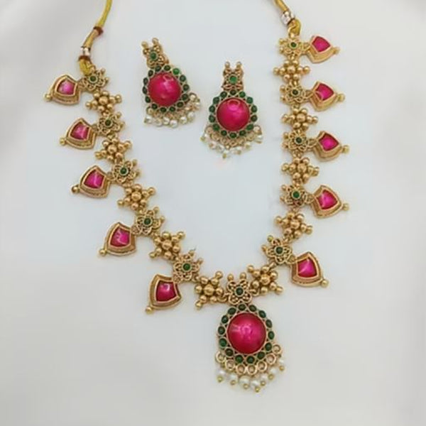 Jewel City Traditional Gold-Plated Temple Jewelry Necklace Set with Matching Earrings, Handcrafted Ethnic Bridal Party Wear - Distacart