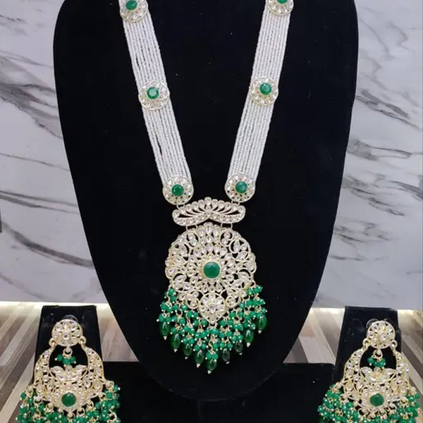 Jewel City Emerald Green Beaded Kundan Necklace Set with Matching Chandelier Earrings Traditional Indian Wedding Jewelry Collection - Distacart