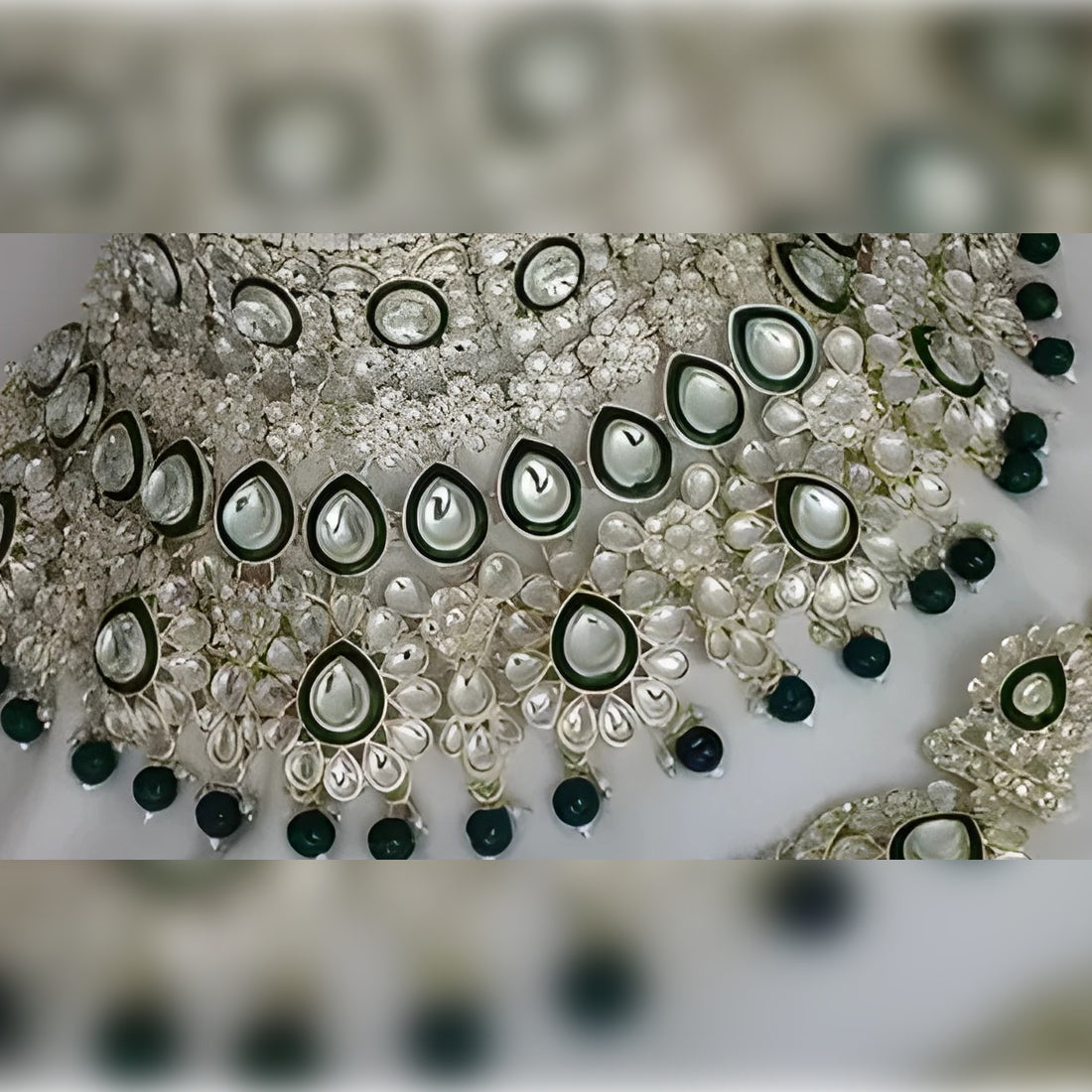 Jewel City Luxurious Green Kundan Bridal Set - Complete Semi Wedding Jewelry Collection with Pearl Embellishments