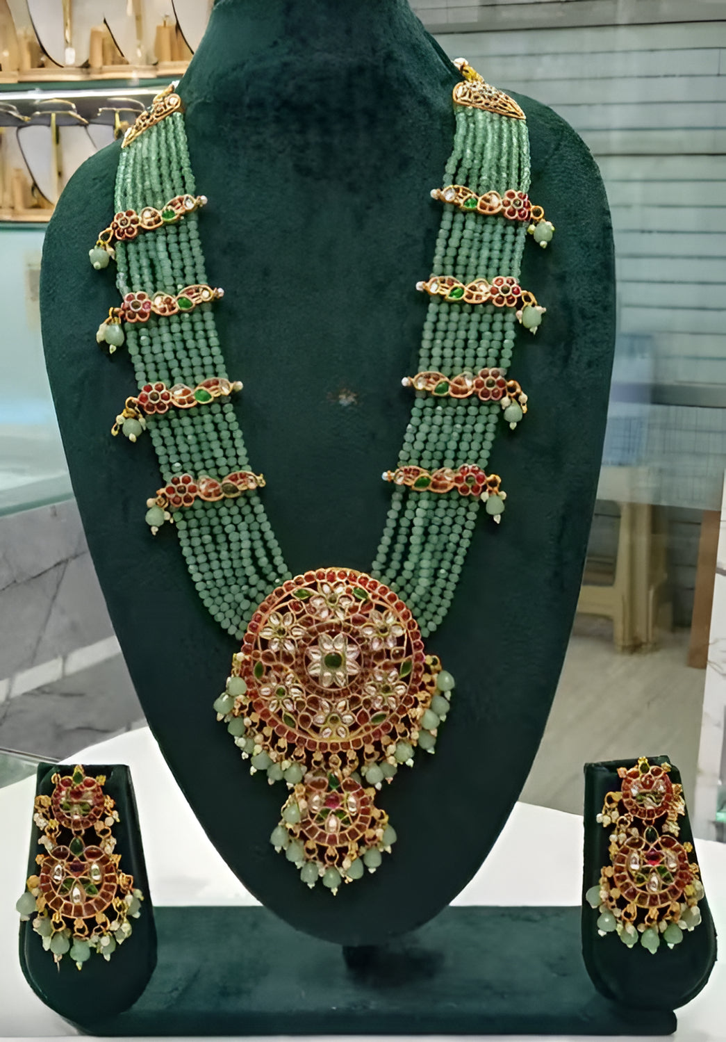 Jewel City Traditional Kundan Beads Bridal Necklace Set Handcrafted Ethnic Indian Jewelry Set - Distacart