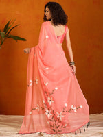 Thumbnail for NOZ2TOZ Women's Chiffon Pink Printed Designer Saree With Blouse Piece - Distacart