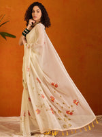 Thumbnail for NOZ2TOZ Women's Chiffon Off White Printed Designer Saree With Blouse Piece - Distacart