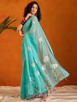 Thumbnail for NOZ2TOZ Women's Chiffon Light Blue Printed Designer Saree With Blouse Piece - Distacart