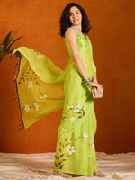 Thumbnail for NOZ2TOZ Women's Chiffon Light Green Printed Designer Saree With Blouse Piece - Distacart