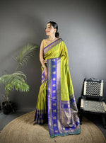 Thumbnail for Joban Fashion Green Banarasi Soft Silk Woven Butti Saree