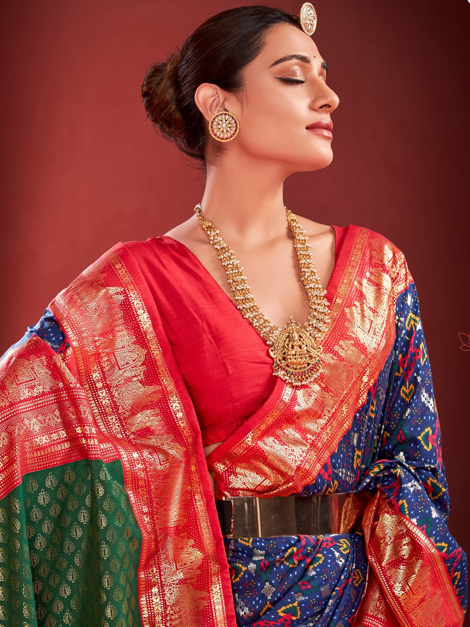 NOZ2TOZ Women's Tussar Silk Navy Blue Printed Designer Saree With Blouse Piece - Distacart