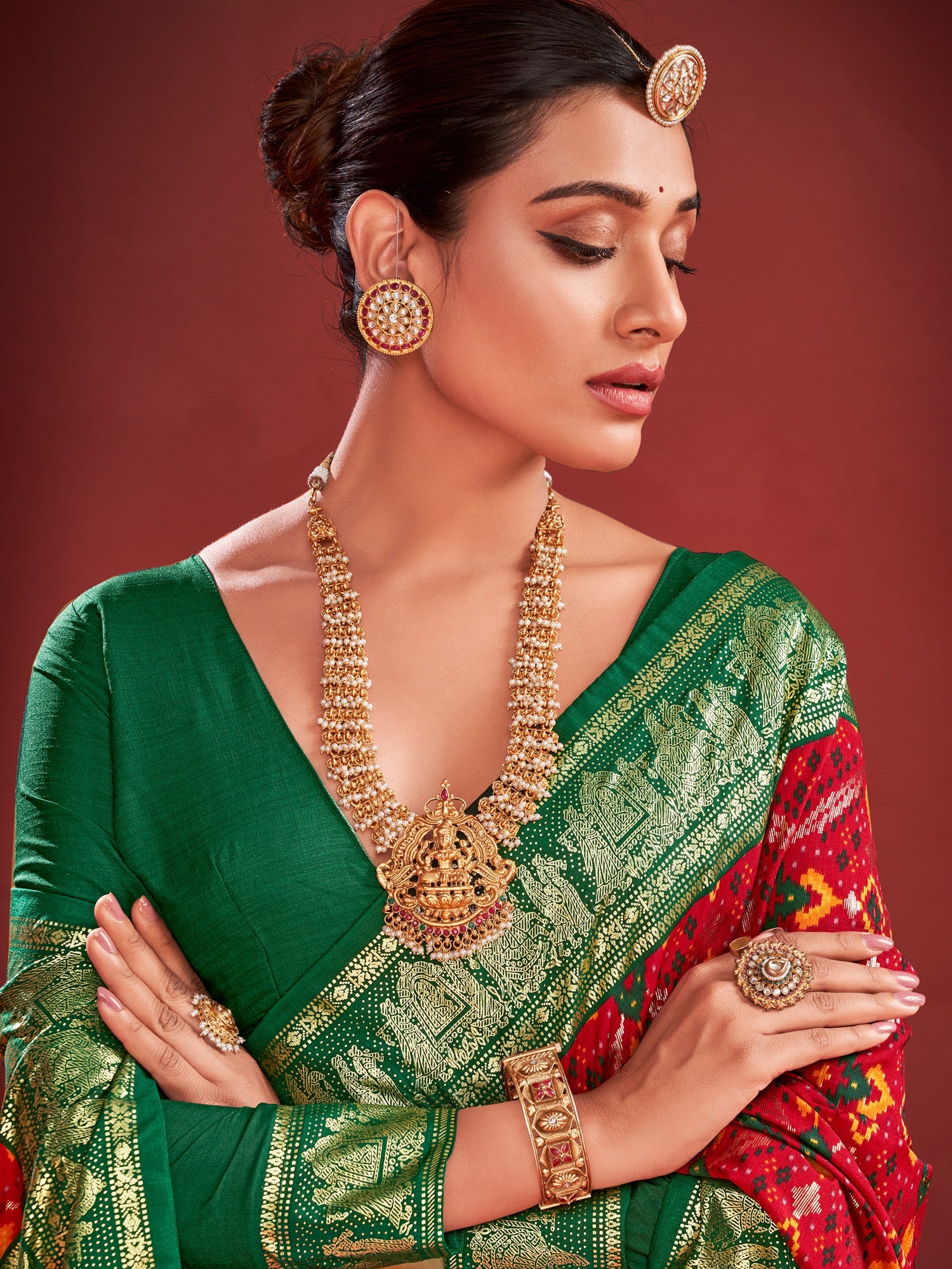 NOZ2TOZ Women's Tussar Silk Red Printed Designer Saree With Blouse Piece - Distacart