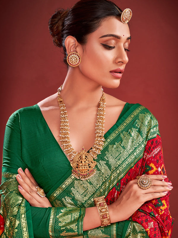 NOZ2TOZ Women's Tussar Silk Red Printed Designer Saree With Blouse Piece - Distacart