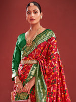 Thumbnail for NOZ2TOZ Women's Tussar Silk Red Printed Designer Saree With Blouse Piece - Distacart