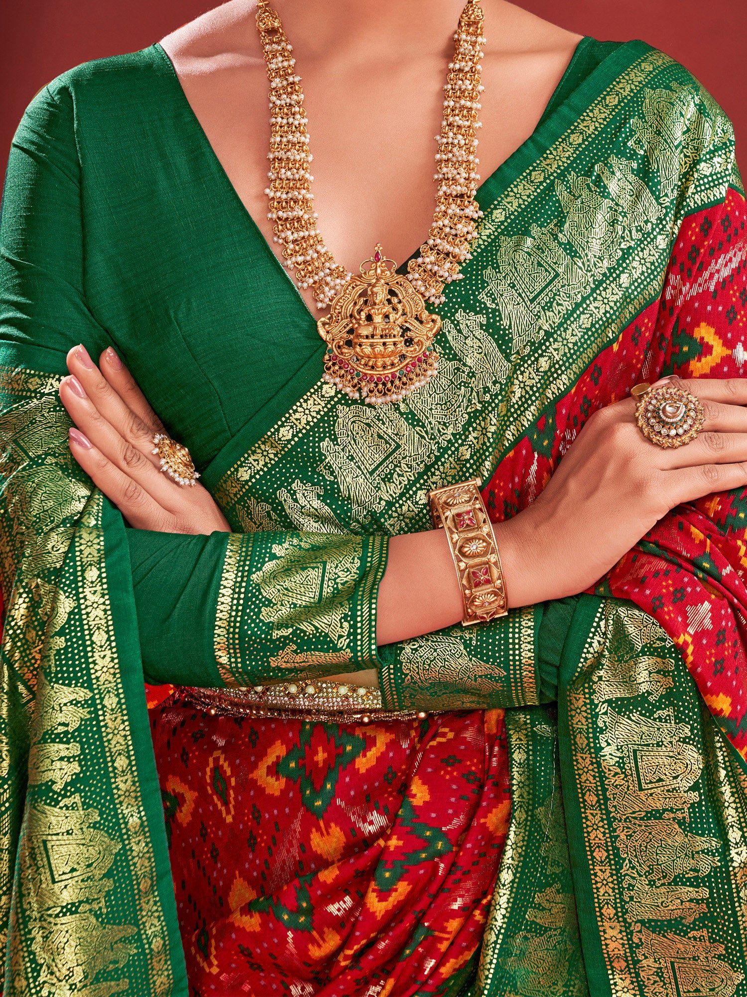 NOZ2TOZ Women's Tussar Silk Red Printed Designer Saree With Blouse Piece - Distacart