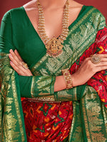 Thumbnail for NOZ2TOZ Women's Tussar Silk Red Printed Designer Saree With Blouse Piece - Distacart