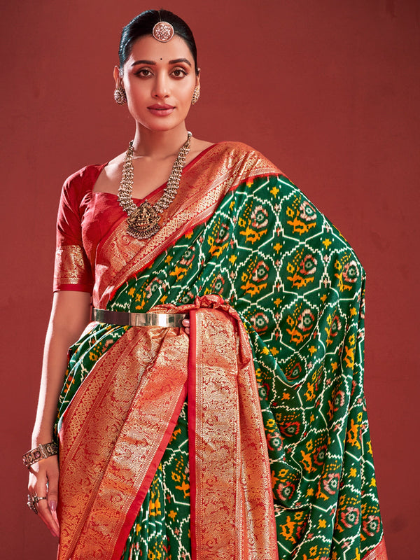 NOZ2TOZ Women's Tussar Silk Green Printed Designer Saree With Blouse Piece - Distacart