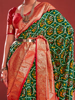 Thumbnail for NOZ2TOZ Women's Tussar Silk Green Printed Designer Saree With Blouse Piece - Distacart