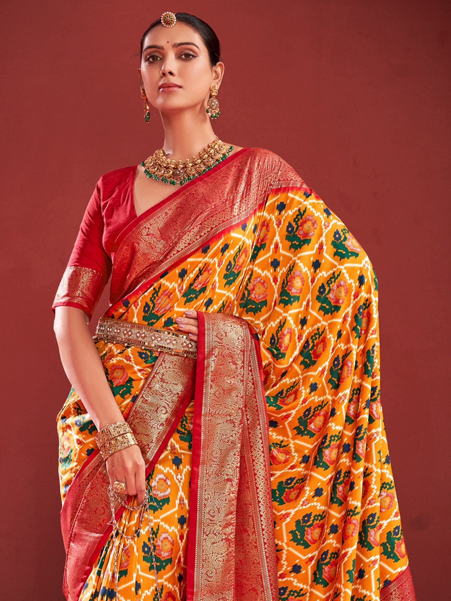 NOZ2TOZ Women's Tussar Silk Mustard Printed Designer Saree With Blouse Piece - Distacart