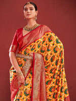 Thumbnail for NOZ2TOZ Women's Tussar Silk Mustard Printed Designer Saree With Blouse Piece - Distacart