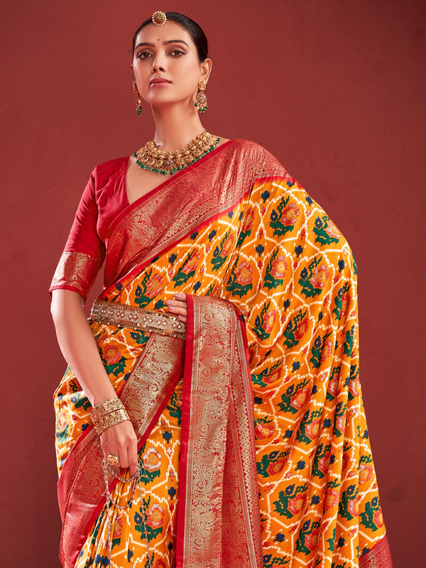 NOZ2TOZ Women's Tussar Silk Mustard Printed Designer Saree With Blouse Piece - Distacart