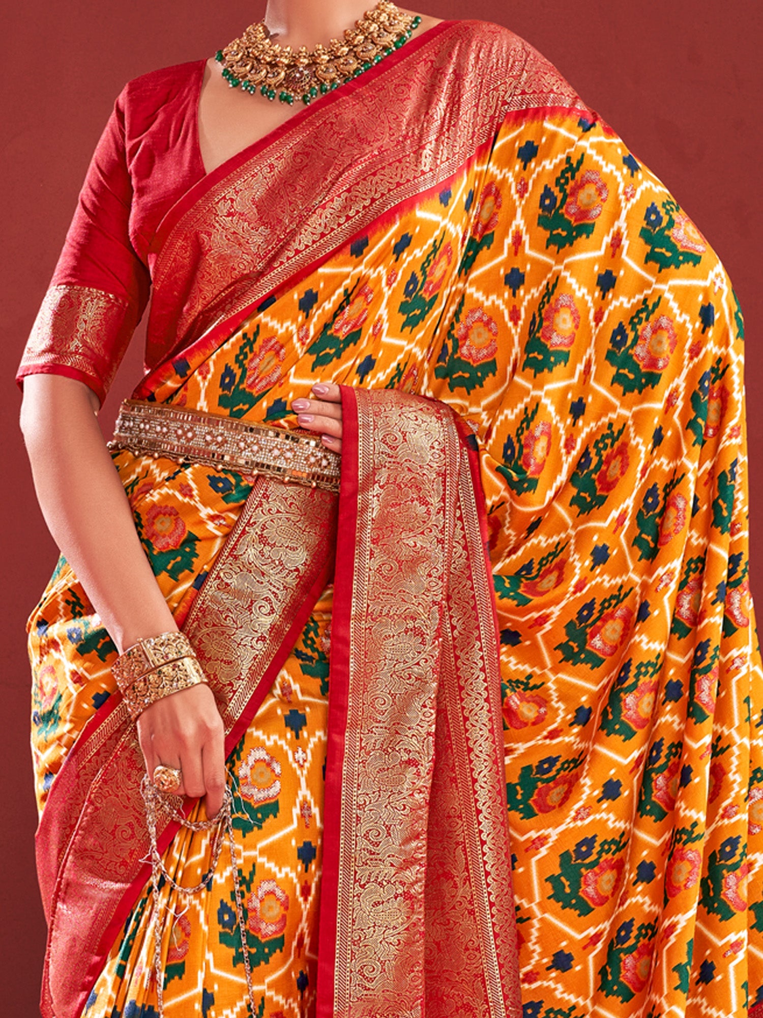 NOZ2TOZ Women's Tussar Silk Mustard Printed Designer Saree With Blouse Piece - Distacart