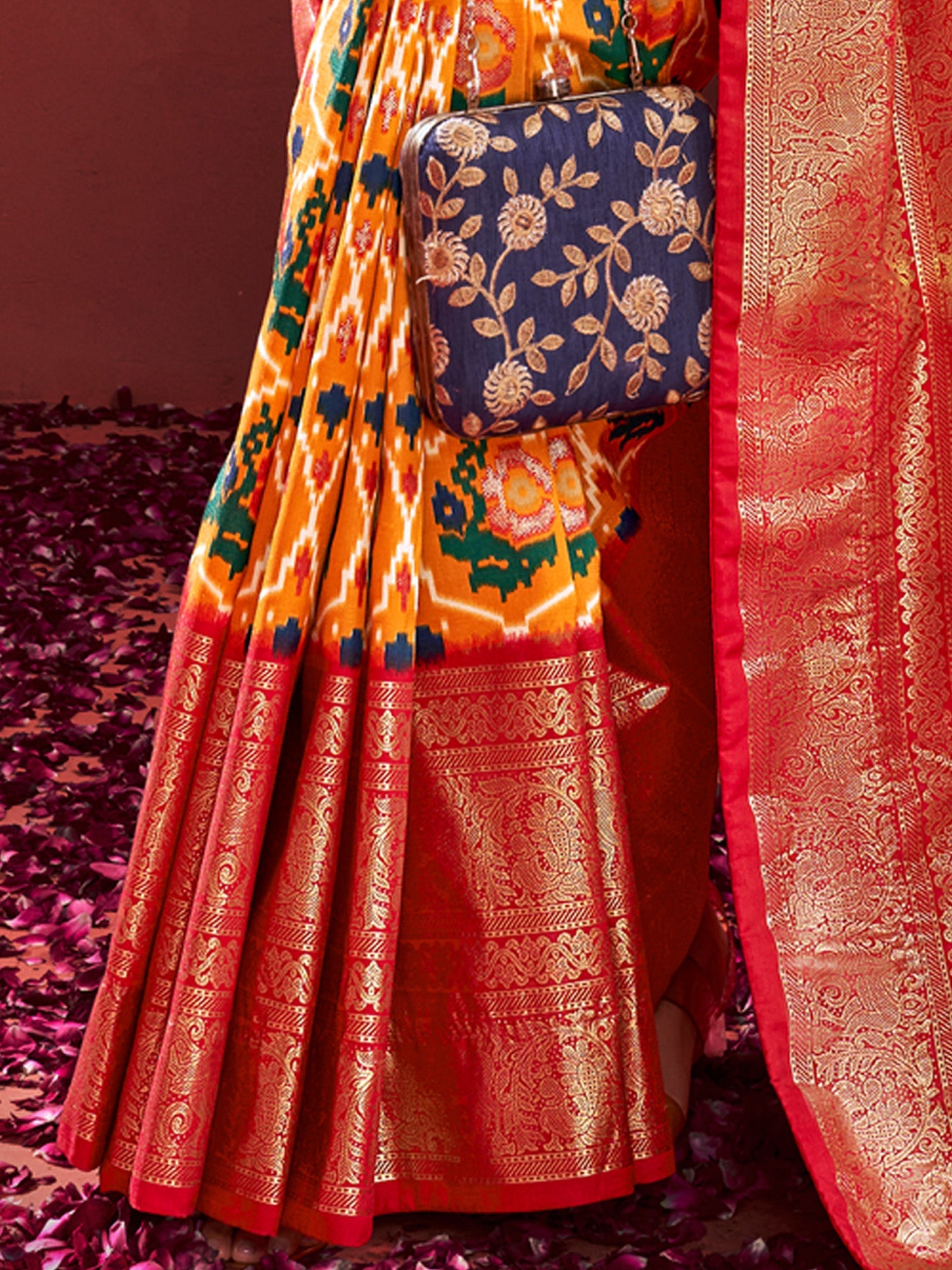 NOZ2TOZ Women's Tussar Silk Mustard Printed Designer Saree With Blouse Piece - Distacart