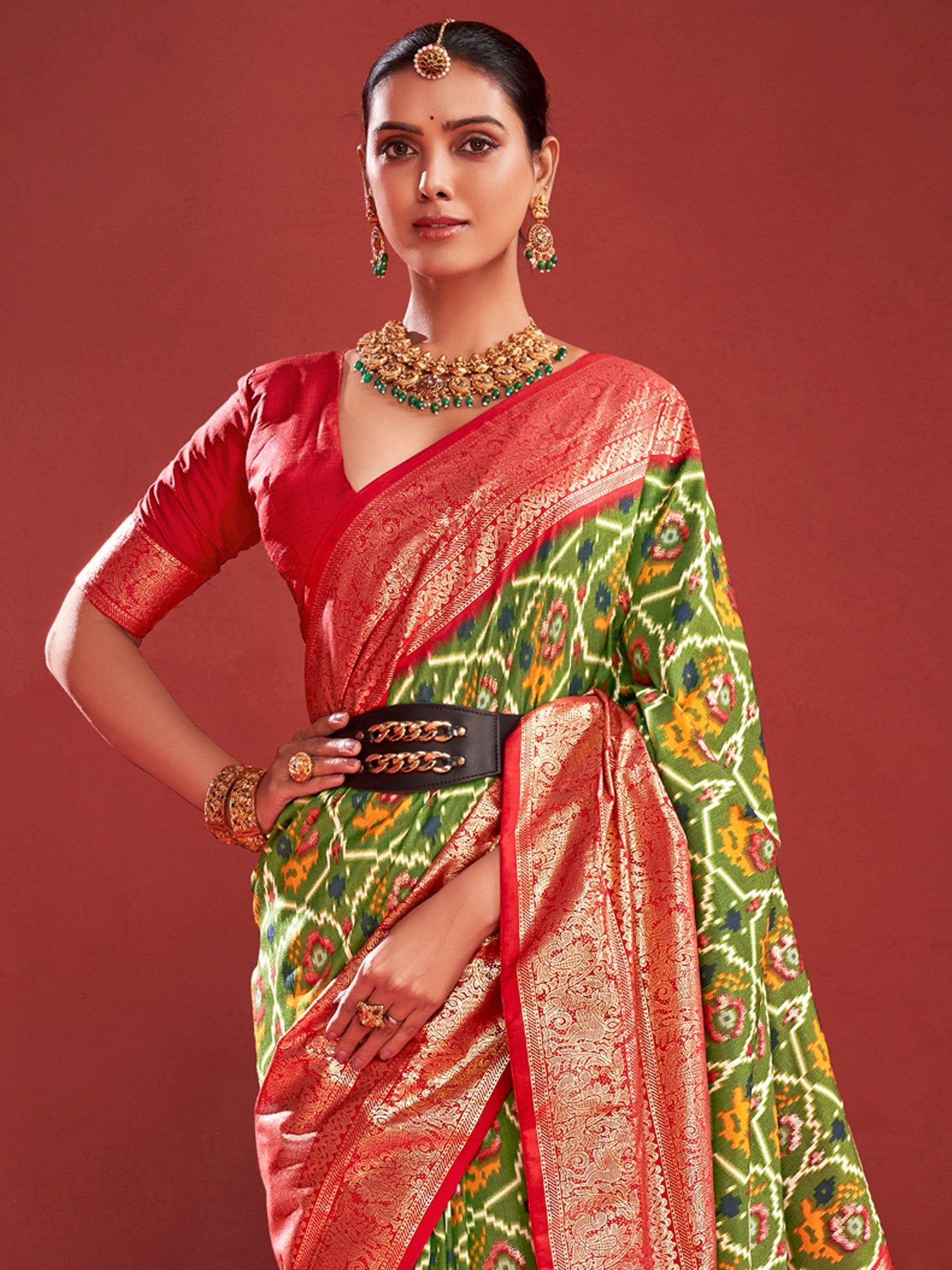 NOZ2TOZ Women's Tussar Silk Olive Printed Designer Saree With Blouse Piece - Distacart