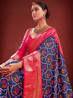 Thumbnail for NOZ2TOZ Women's Tussar Silk Navy Blue Printed Designer Saree With Blouse Piece - Distacart