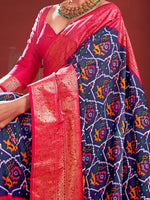 Thumbnail for NOZ2TOZ Women's Tussar Silk Navy Blue Printed Designer Saree With Blouse Piece - Distacart