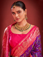 Thumbnail for NOZ2TOZ Women's Tussar Silk Purple Printed Designer Saree With Blouse Piece - Distacart